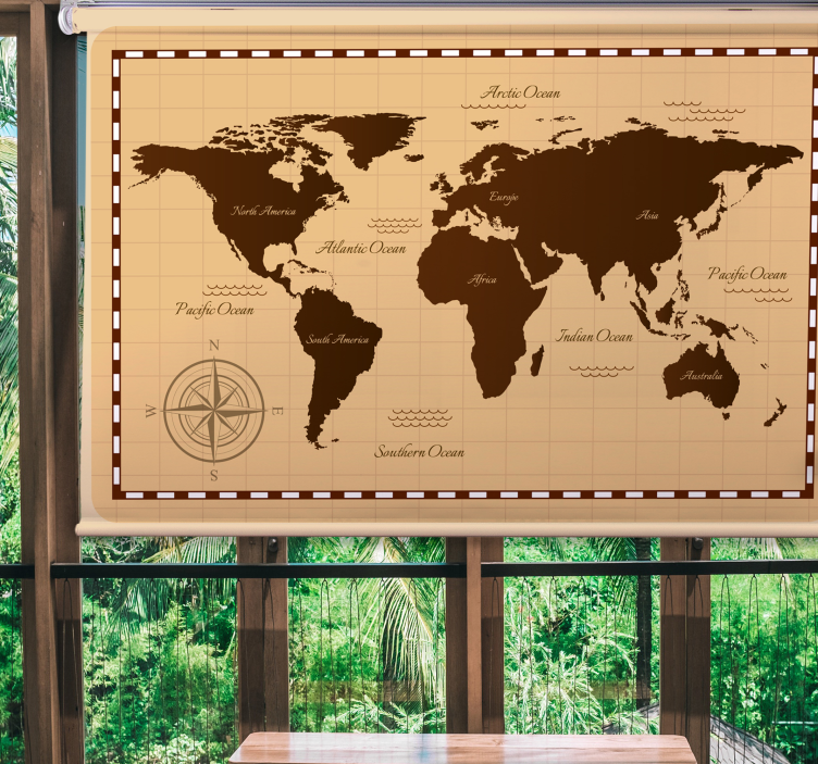 Atlas vintage verdenskart rullegardin - Tenstickers