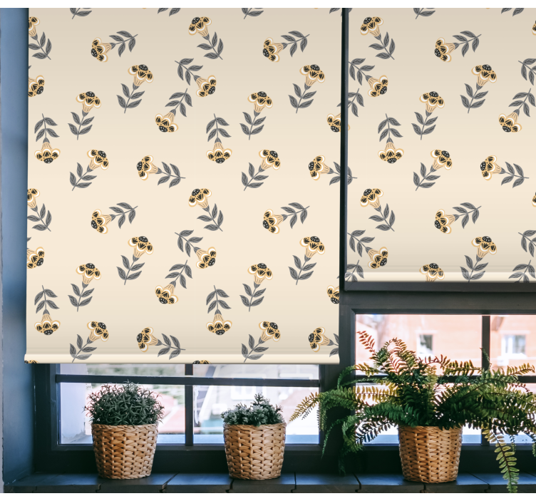 Beige minimalistisk mønster rullegardin blomster - Tenstickers