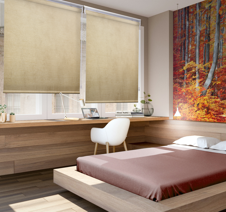 Beige toner rustikk rullegardin - Tenstickers