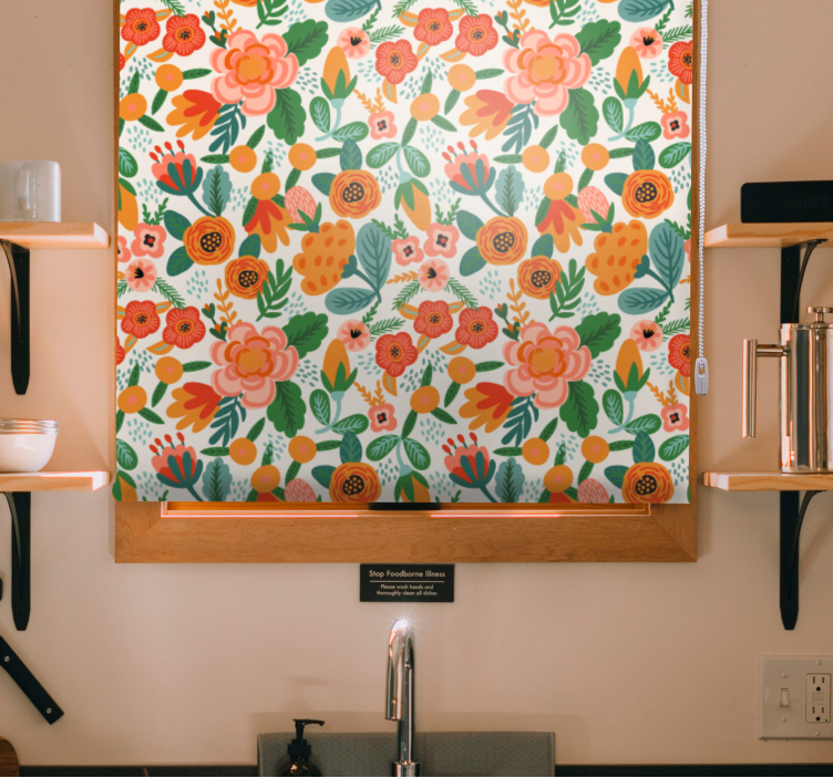 Blomsterarrangement design rullegardin blomster - Tenstickers