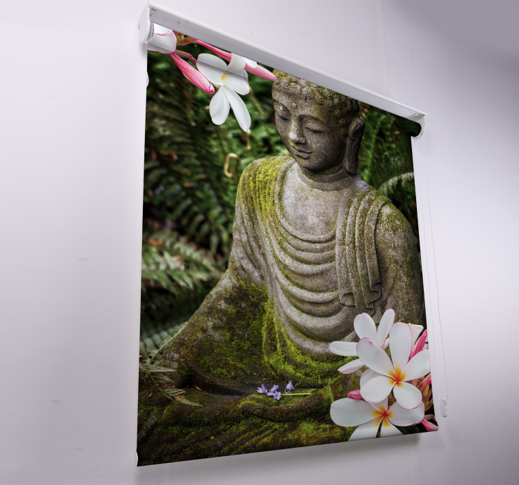 Blomstergrønn buddha zen Rullegardin - Tenstickers