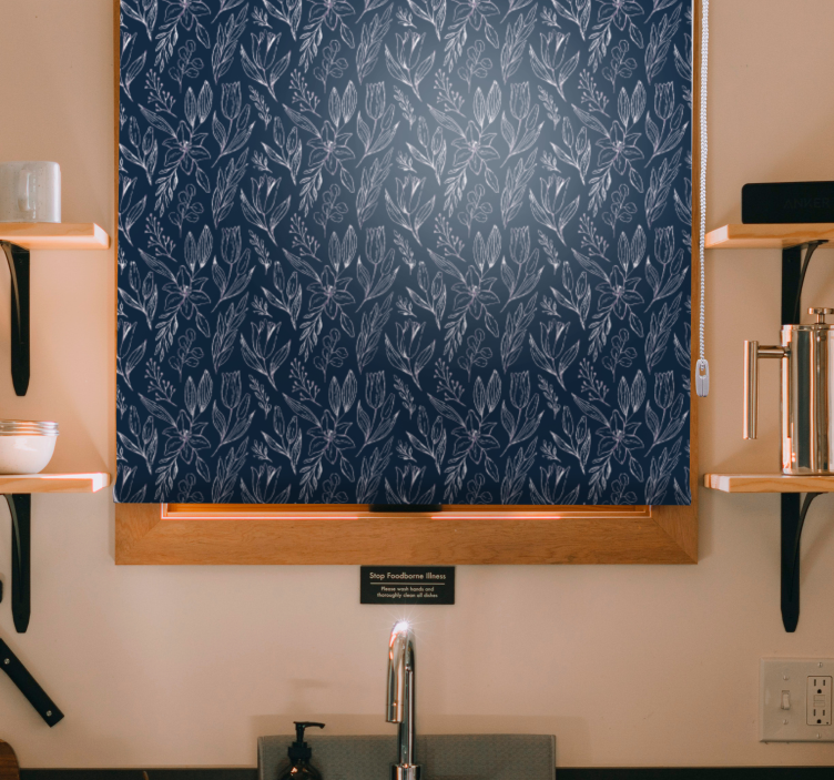 Blomstermotiv eleganse rullegardin blomster - Tenstickers