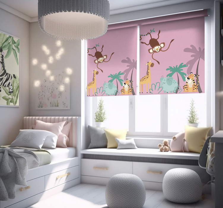 "boho" barnejungel rullegardin dyr - Tenstickers