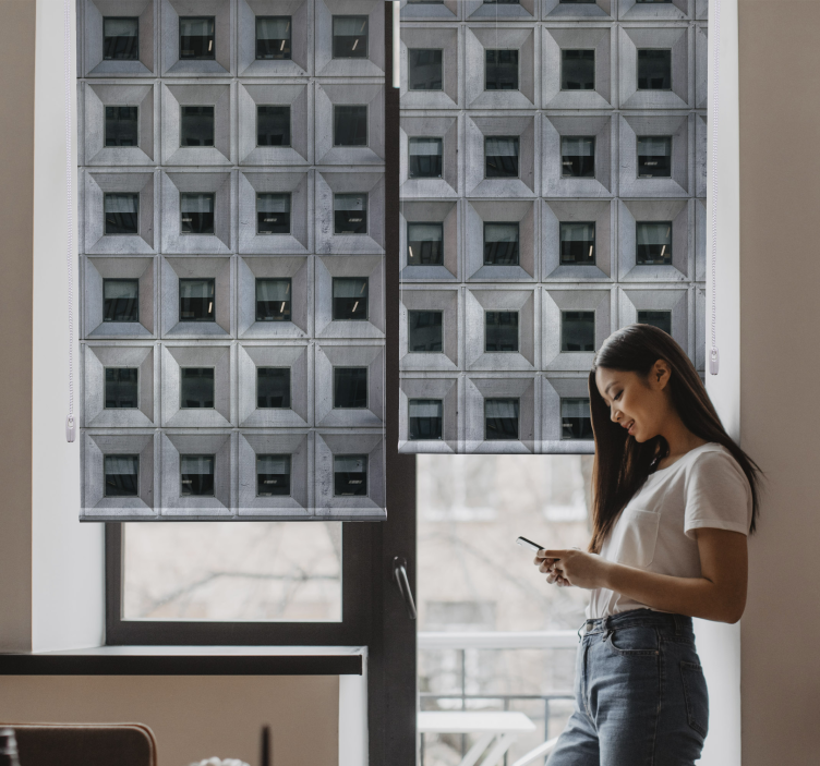 Brutalistisk arkitektur rullegardin grå - Tenstickers