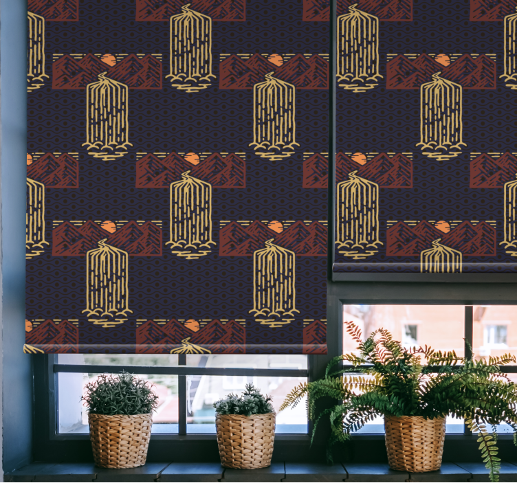 Solnedgang med fossefall rullegardin mer vintage - Tenstickers