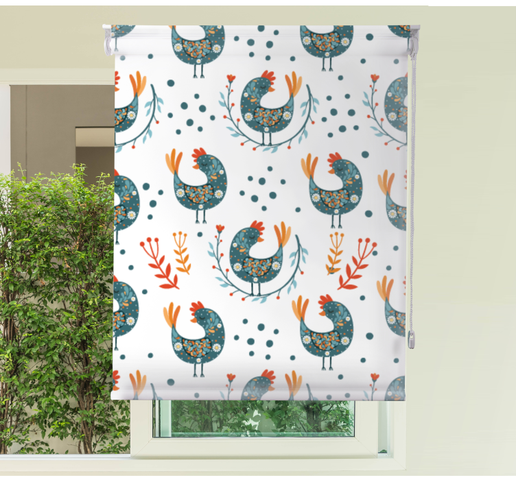 Dekorativt kyllingmønster rullegardin dyr - Tenstickers