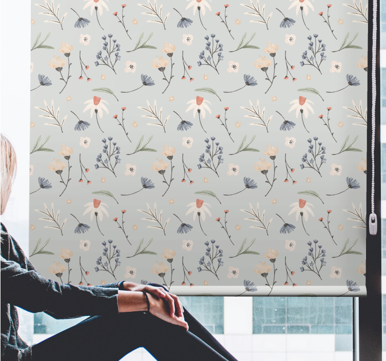 Delikate elementer rullegardin blomster - Tenstickers