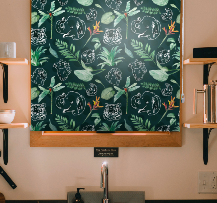 Dyreskisse floral rullegardin dyr - Tenstickers
