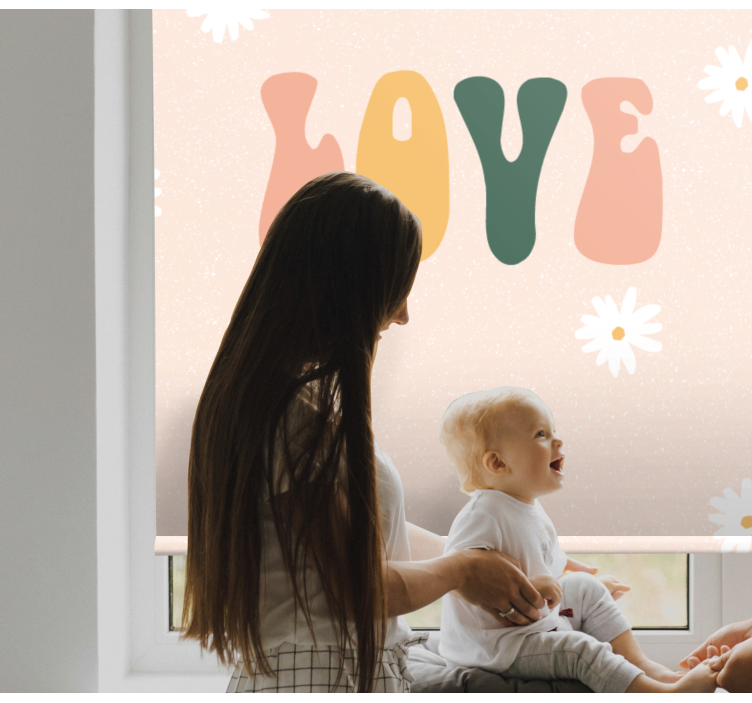 Elsker blomstermønster rullegardin sitat - Tenstickers