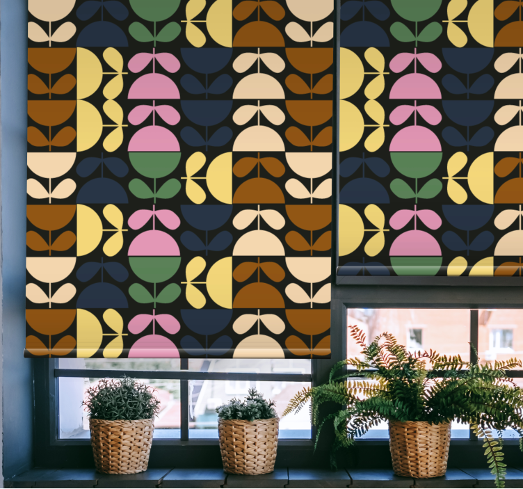 Fargede koppblomster rullegardin blomster - Tenstickers