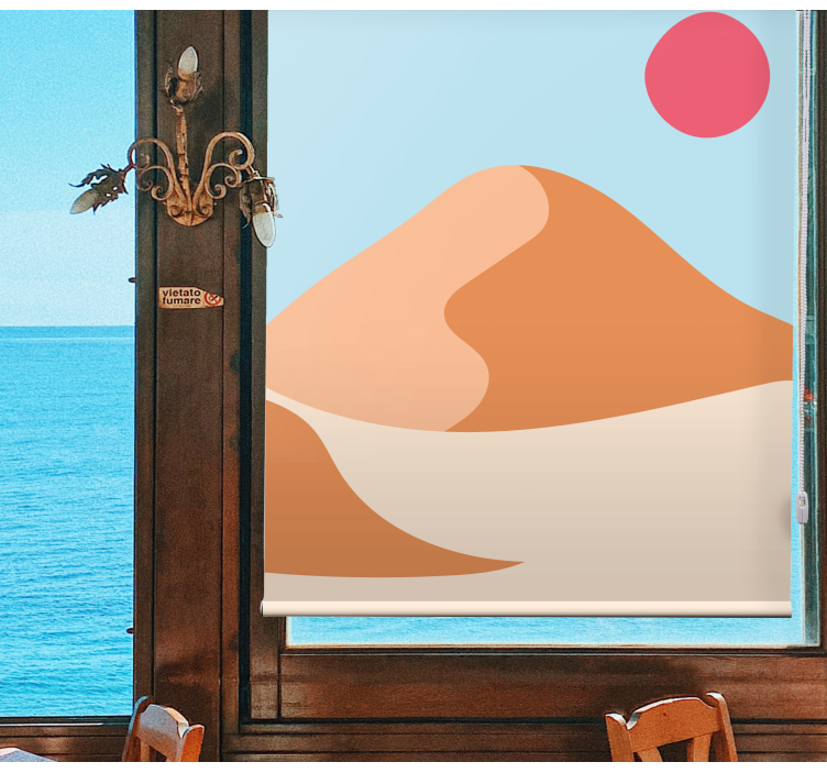 Fjell og sol abstrakt kunst rullegardin tegning - Tenstickers