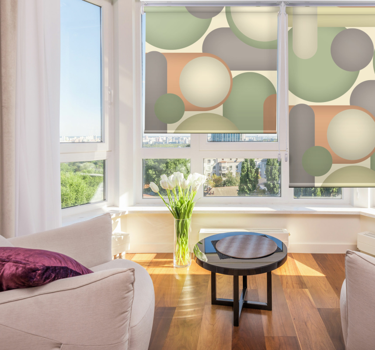 Geometrisk sirkelarrangement rullegardin moderne - Tenstickers