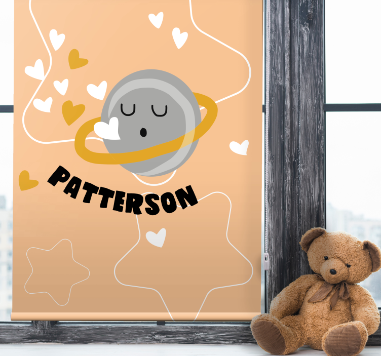 Hjertelig saturn med navn rullegardin barn - Tenstickers