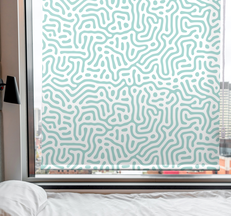 Grønt og hvitt naturmønster rullegardin blomster - Tenstickers