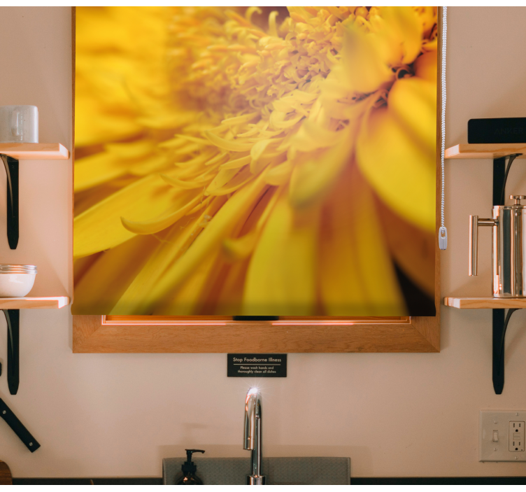 Gult nærbilde rullegardin blomster - Tenstickers