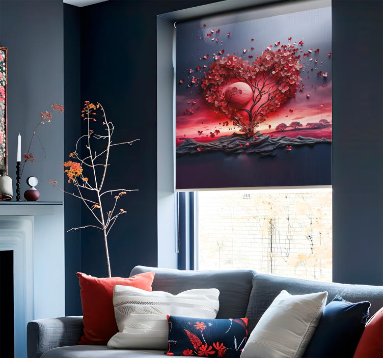 Hjerte tre romantisk rullegardin - Tenstickers