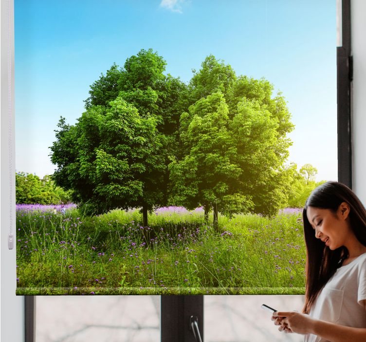 Høyt vårtre rullegardin stue - Tenstickers