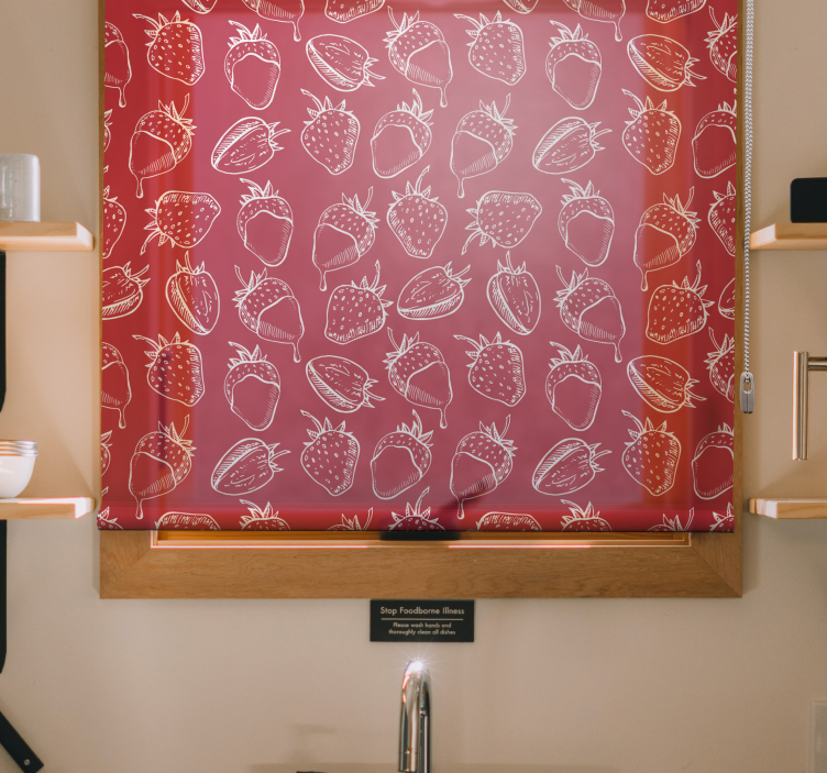 Jordbær mønster frukt og grønnsaker rullegardin - Tenstickers
