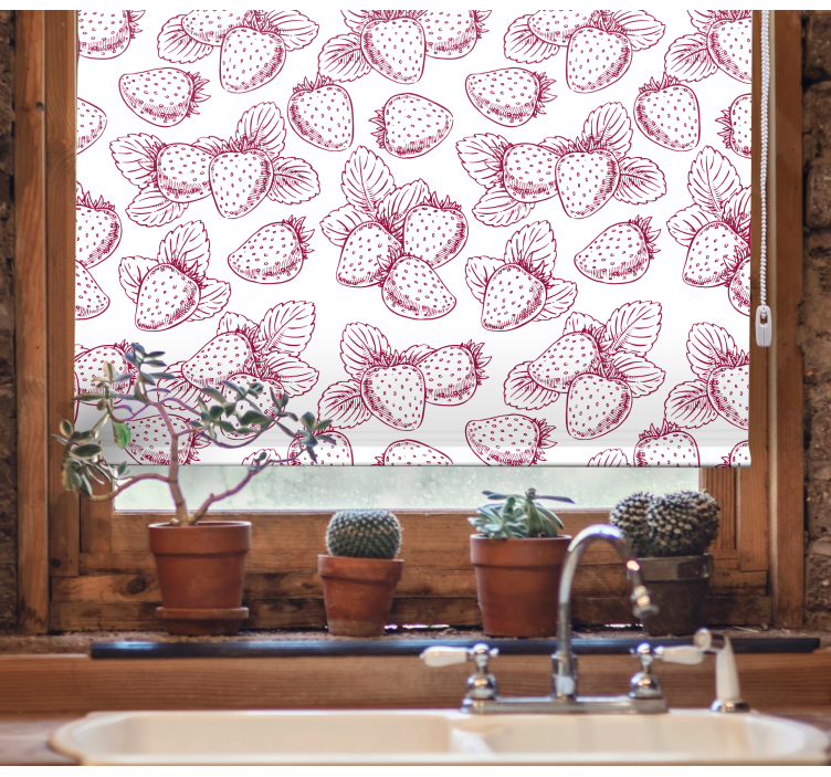 Jordbærrødt mønster rullegardin frukt - Tenstickers