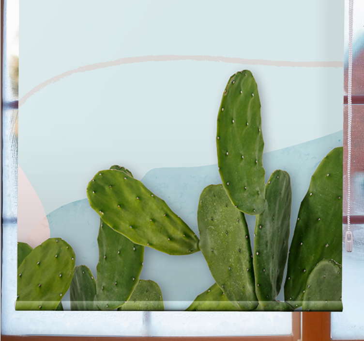 "kawaii" stilformer med kaktus rullegardin tegning - Tenstickers