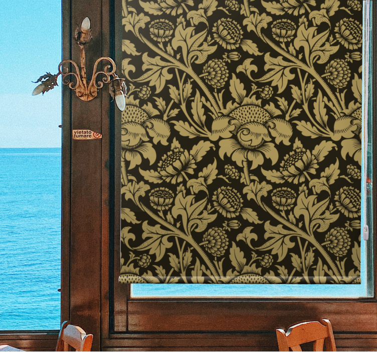 Klassisk beige mønster rullegardin blomster - Tenstickers