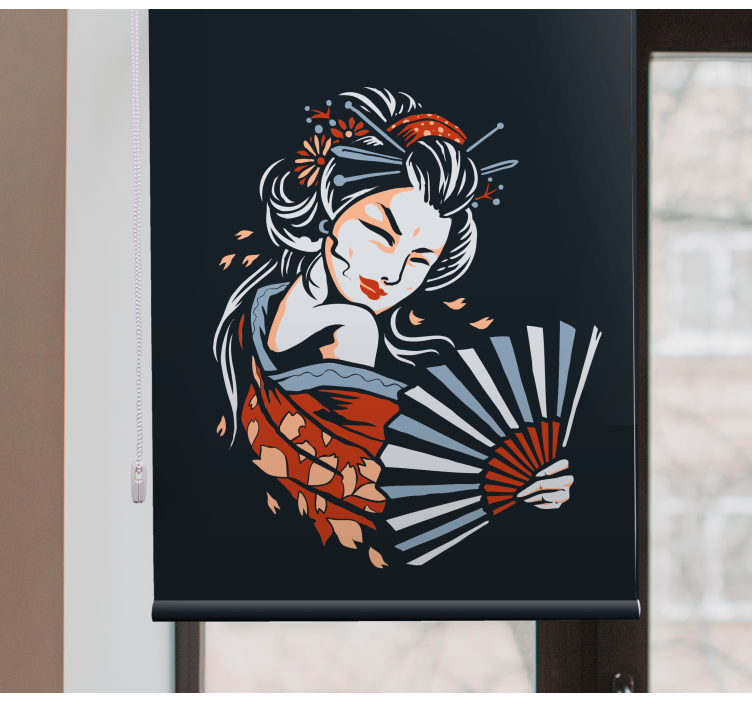 Kunstnerisk japansk geisha rullegardin originale - Tenstickers