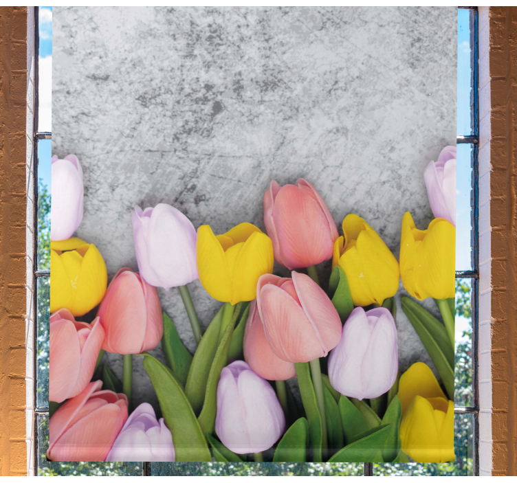 Livlig tulipanblomstring rullegardin blomster - Tenstickers