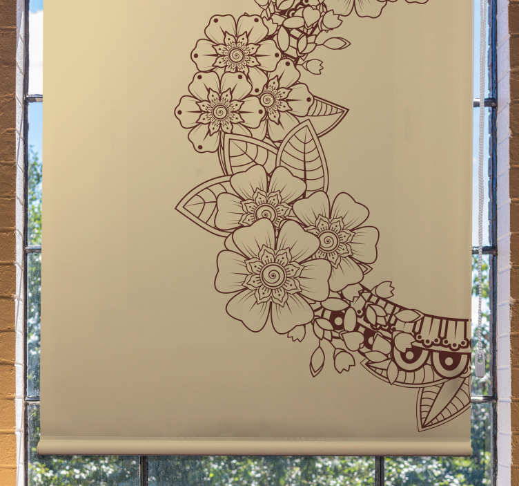 Mandala sirkel med blomster elegant rullegardin - Tenstickers