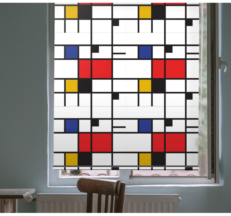 Mondrian geometrisk kunst rullegardin tegning - Tenstickers