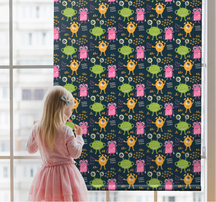 Morsom fargerik romvesen illustrasjon rullegardin barn - Tenstickers