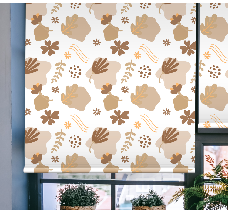 Organisk beige mønster rullegardin blomster - Tenstickers