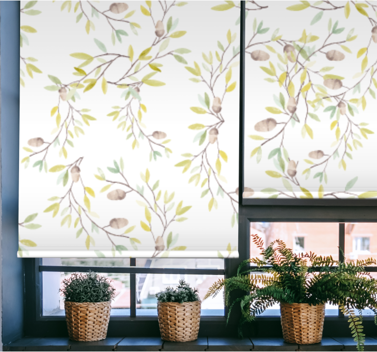 Originale akvarellgrønne blader rullegardin bad - Tenstickers