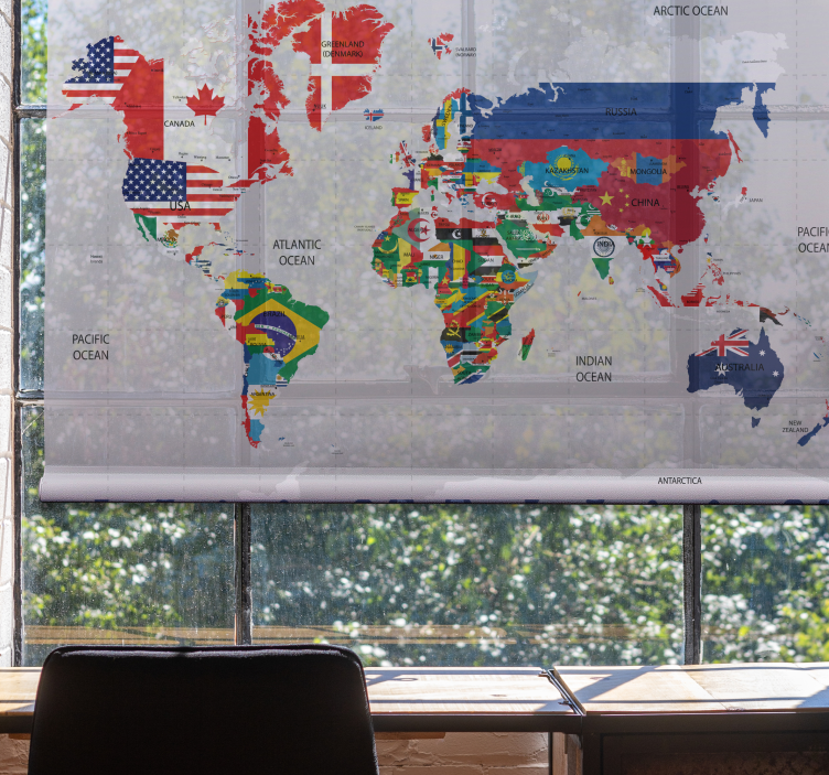 Politisk verdenskart rullegardin - Tenstickers