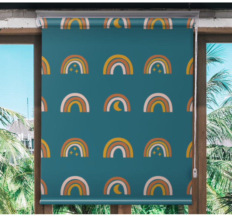 Regnbuer og stjerner rullegardin barn - Tenstickers