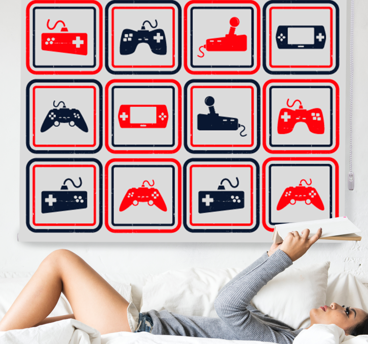 Retro grå kontroller nerd rullegardin - Tenstickers