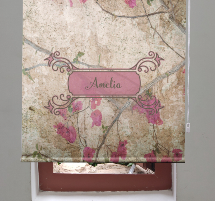 Floral eleganse med navn rullegardin blomster - Tenstickers