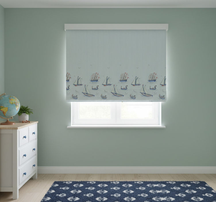 Rullegardin nordisk havblå seilskip - Tenstickers