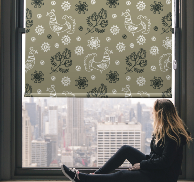 Sjarmerende fuglemønstre rullegardin dyr - Tenstickers