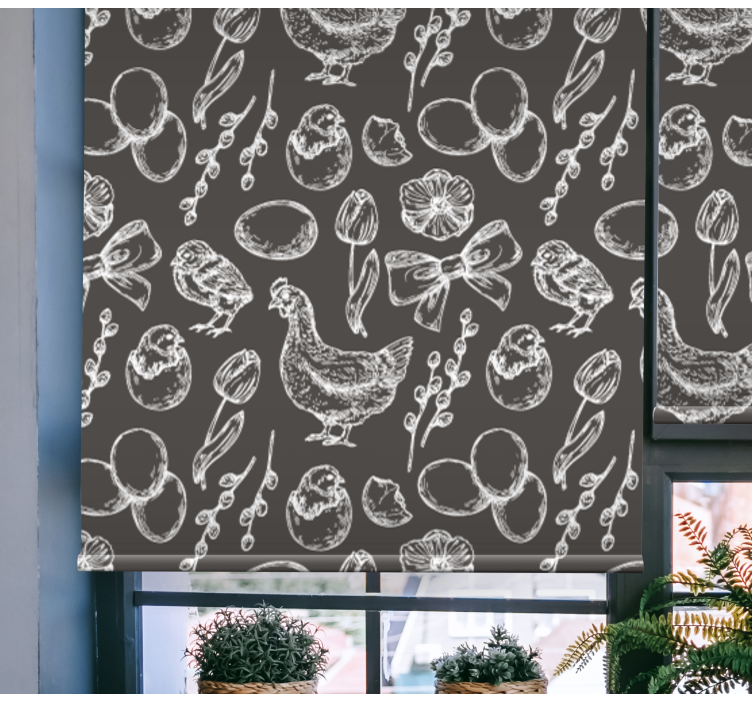 Sjarmerende kyllingmønstre rullegardin dyr - Tenstickers
