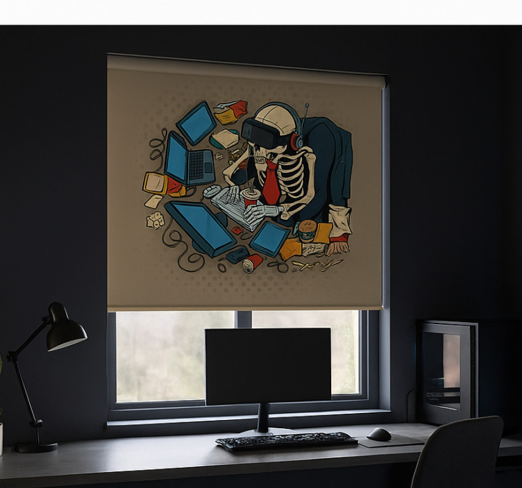 Skjelett retro-gamer rullegardin nerdere - Tenstickers