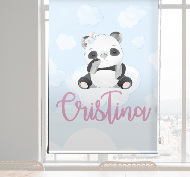 Søt panda for jente med navn rullegardin baby - Tenstickers