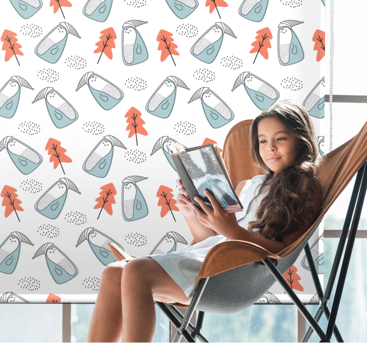 Pingviner med hatter rullegardin nordisk - Tenstickers