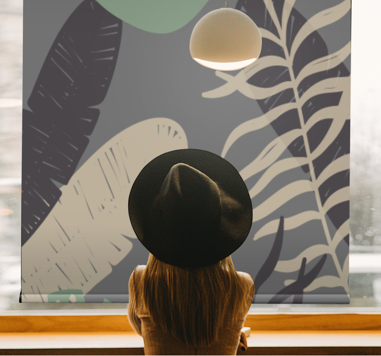 Tropisk grøntmønster rullegardin blomster - Tenstickers