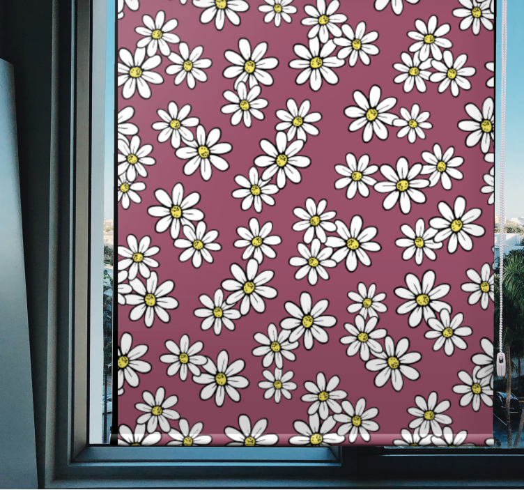 Tusenfryd rosa illustrasjon rullegardin blomster - Tenstickers