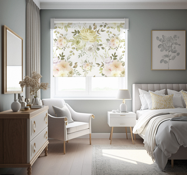 Vakkert blomstermønster rullegardin blomster - Tenstickers