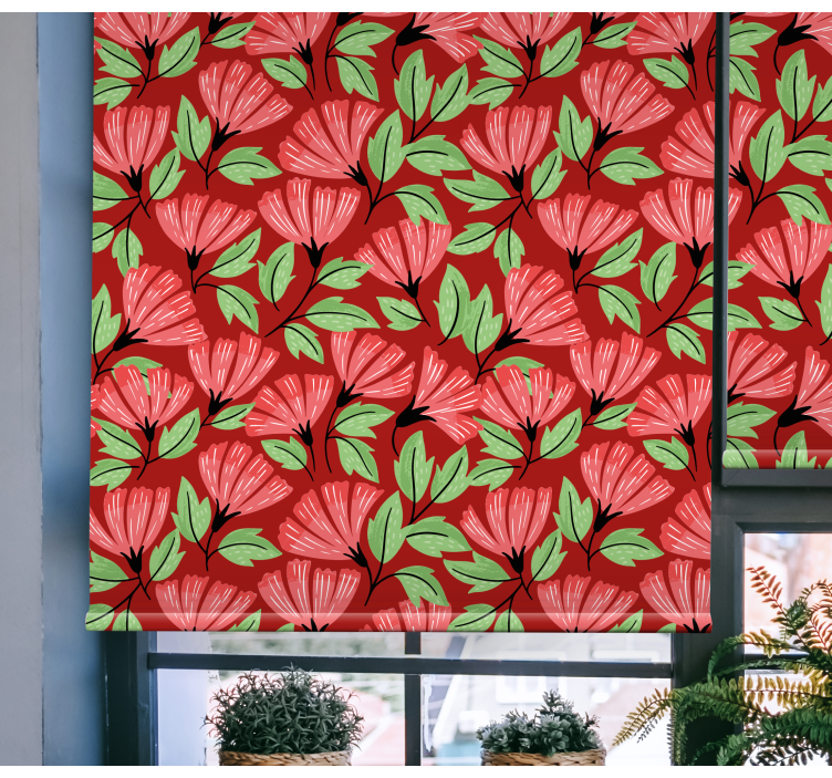Vintage rødt mønster rullegardin blomster - Tenstickers
