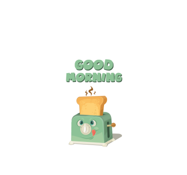 God morgen med brødrister rullegardin kjøkken - Tenstickers
