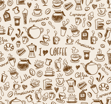 Kaffemønster rullegardin kjøkken - Tenstickers