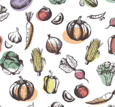 Ingredienser mønster retro stil rullegardin kjøkken - Tenstickers