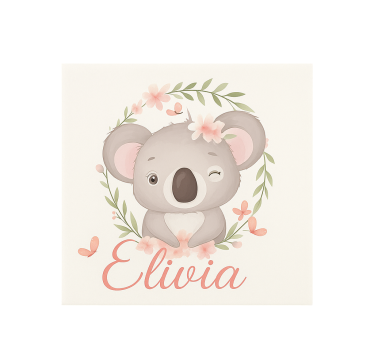 Koala med navn rullegardin personlig - Tenstickers